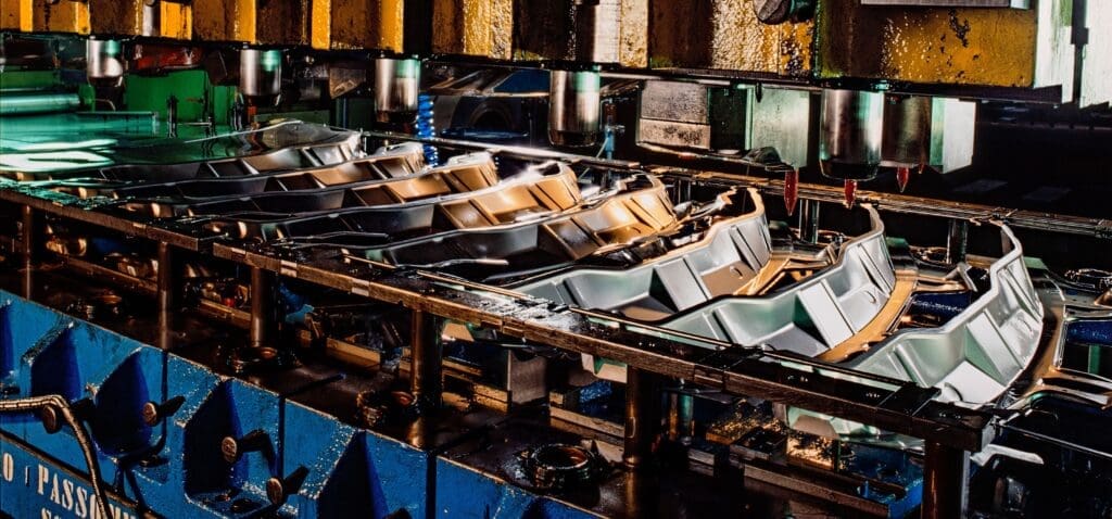 Automotive metal stamping done in a factory